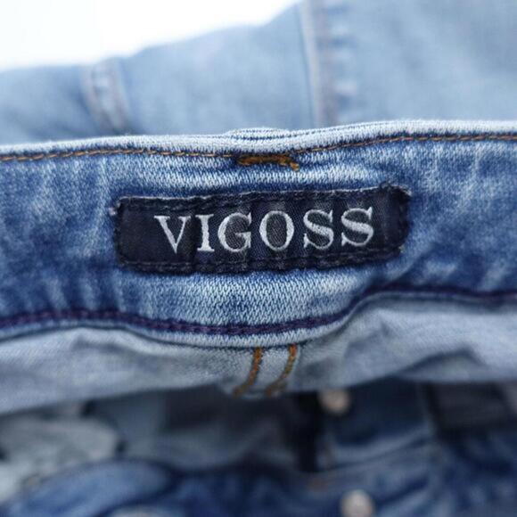 Vigoss Jeans Women's 31X26 Blue Cotton Stretch Mid-Rise Crop Straight Button Fly - Picture 6 of 9